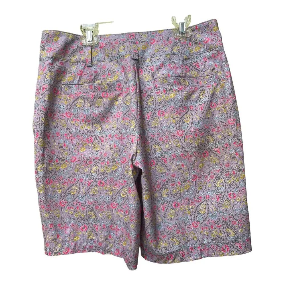 Nike Golf Women's Fit Dry Floral Paisley Pink Purple Bermuda Shorts size 8 - Picture 3 of 13